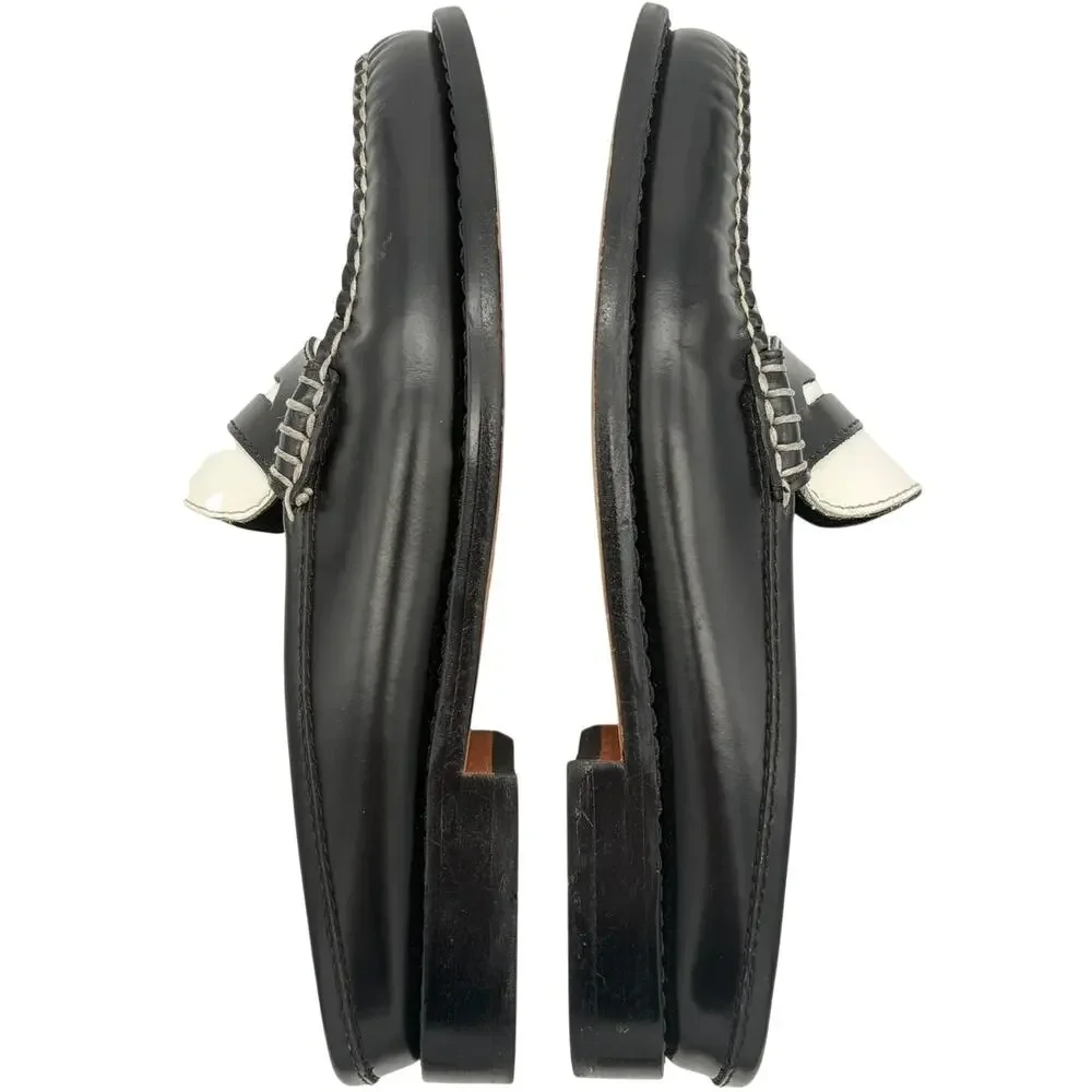 G.H. Bass Weejuns Two Tone Penny Loafer Mule Slides Black White Size 6